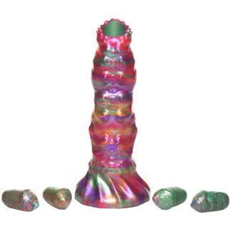 Creature Penises Larva Ovipositor Silicone Dildo with Eggs 9.1 inches - Mixed colours