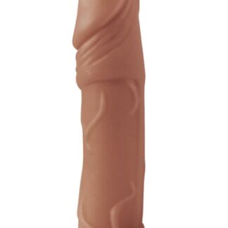 Natural RealSkin Vibrating Xtender with Scrotum Ring - Caramel