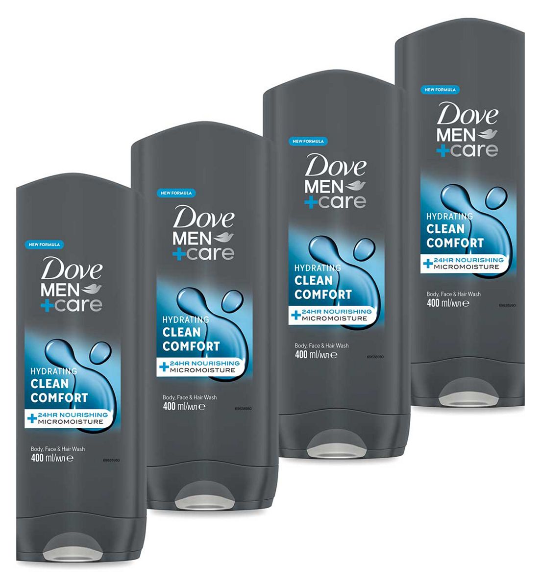 Dove Men+Care Body And Face Wash Clean Comfort 400Ml X4 Bundle
