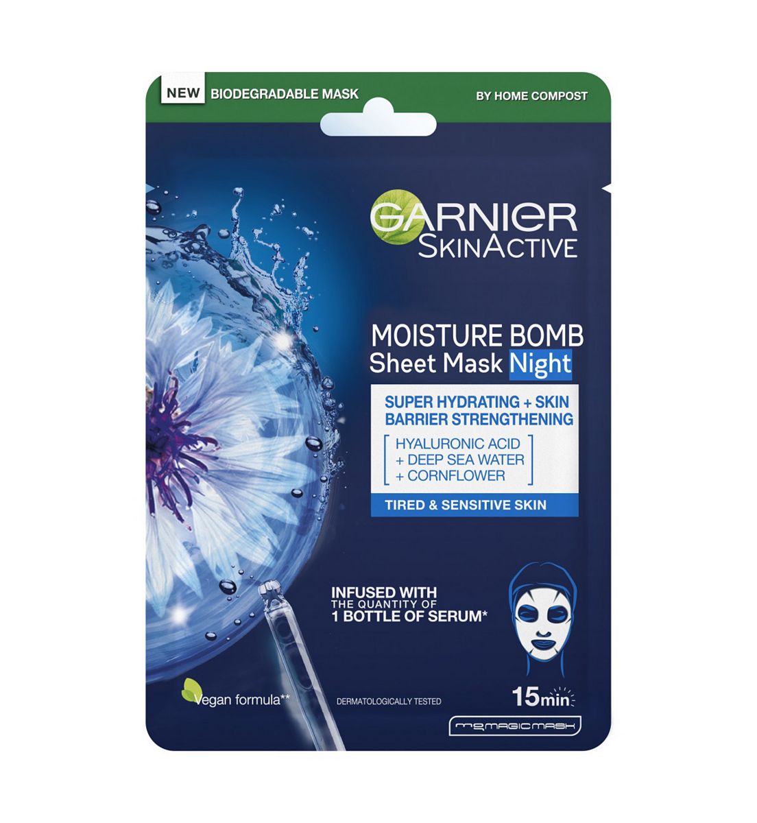 Garnier Moisture Bomb Night Time Deep Sea Water And Hyaluronic Acid Sheet Face Mask 28g