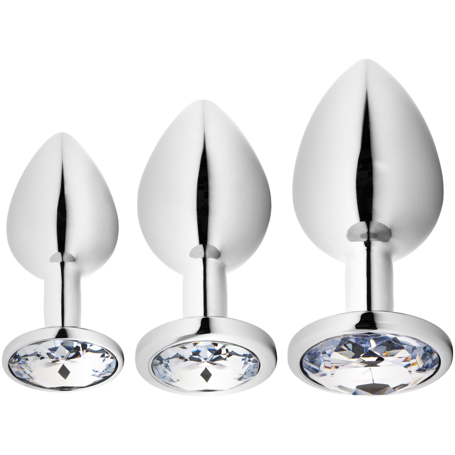 Sinful Jewel Metal Butt Plug Set - Silver